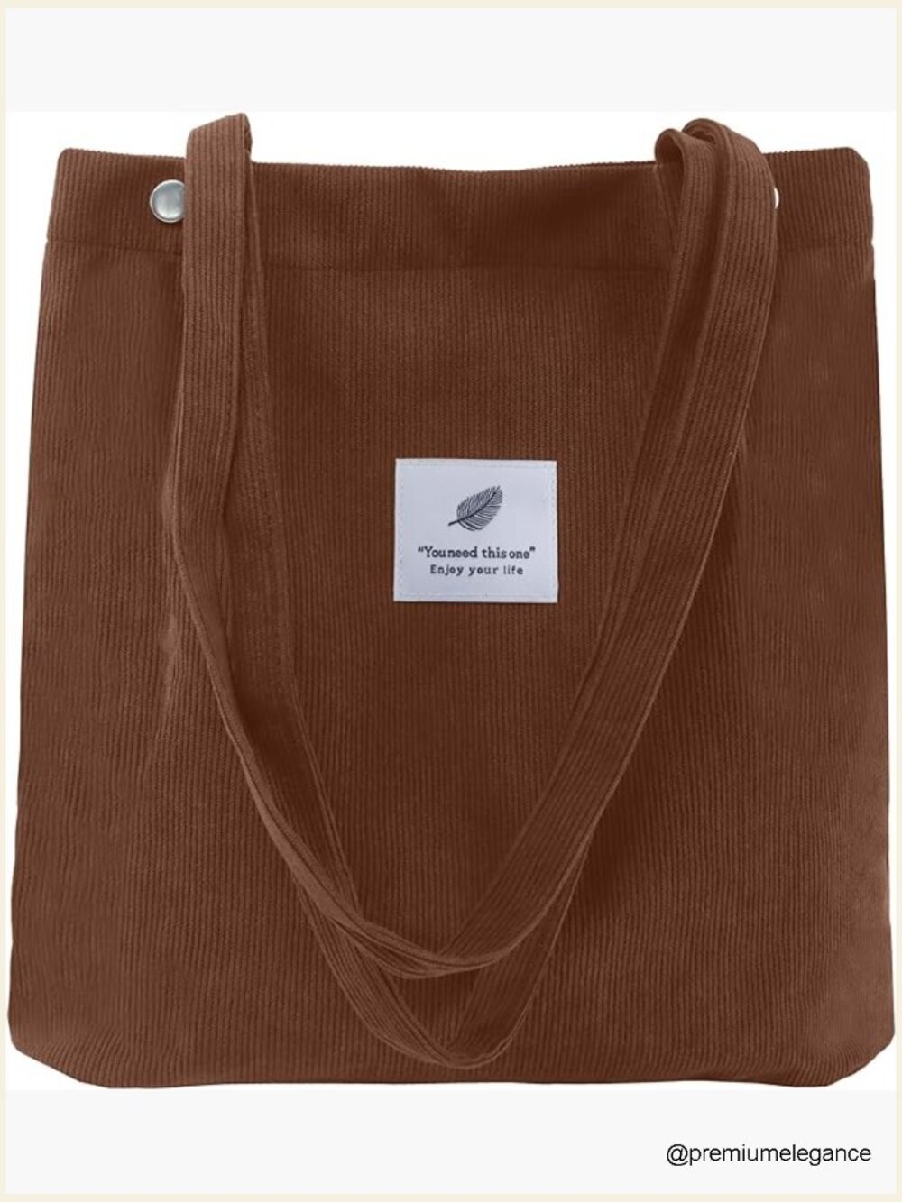 Corduroy Tote Bag for Women - Small Canvas Shoulder Purse with Pockets